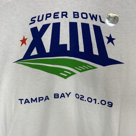 Reebok Super Bowl XLIII Long Sleeve White Shirt Mens L 100% Cotton Tampa Bay 02. - Picture 3 of 6